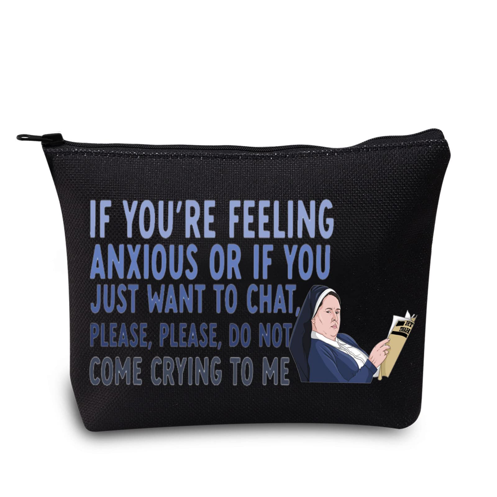 LEVLO Funny Derry TV Show Cosmetic Make Up Bag Sister Michael Fans Gift Please Please Don’t Come Crying to Me Makeup Zipper Pouch Bag for Women Girls, Don’t Crying Black,
