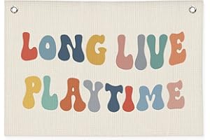Wheatwin Playroom Decor, Long Live Playtime Banner, Boho Rainbow Linen Banner Wall Hanging Banner Flag Decor for Toddler Boy Kids Room Nursery Playroom