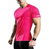 YumiDay Mens Workout Shirts Fitted, Quick Dry Gym Tshirts Running Athletic Top Moisture Wicking Tee