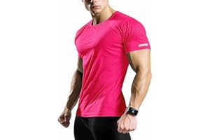 YumiDay Mens Workout Shirts Fitted, Quick Dry Gym Tshirts Running Athletic Top Moisture Wicking Tee