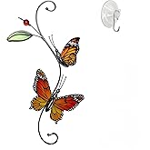 Monarch Butterfly Sun Catcher Indoor Window Handmade Stained Glass Window Hanging Flowers for Decoration Monarch Butterfly Gift for Women Mother Mom Grandma Friends Wall Art for Home Decor