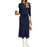 Glamaker Womens 2 Piece Skirt Sets Fall Long Sleeve Sweater Dress Casual Knit Midi Dress Travel Outfits Winter Clothes 2025
