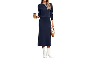 Glamaker Womens 2 Piece Skirt Sets Fall Long Sleeve Sweater Dress Casual Knit Midi Dress Travel Outfits Winter Clothes 2025