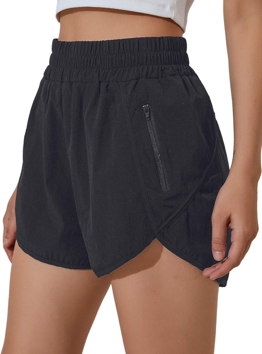 BMJL Women's Running Shorts Elastic High Waisted Shorts Pocket Sporty Workout Shorts Quick Dry Athletic Shorts Pants: Clothing