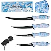 FLISSA Fillet Knife Set with 5"/6"/7"/9" Fillet Knives, Sharpener, Protective Sheath, Portable Roll Bag, Gifts for Fishermen, Saltwater & Freshwater Use
