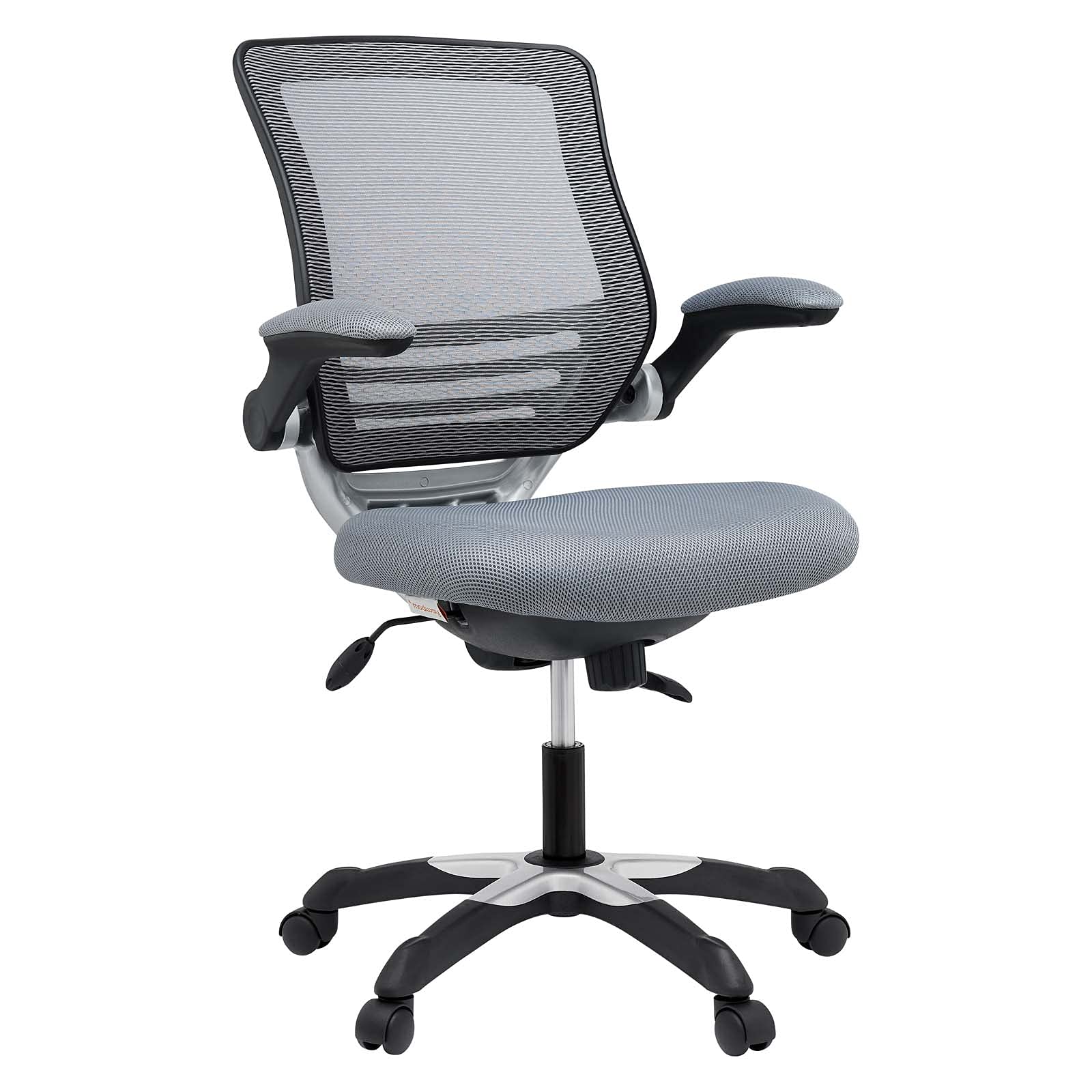 Modway Edge Mesh Back and Mesh Seat Office Chair In Black With Flip-Up Arms in Gray