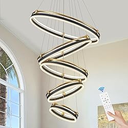 Benkut 5-Rings Modern LED Chandelier Black Gold