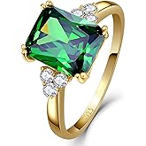 Yaresul 3.5ct Simulated Gemstone Ring 925 Sterling Silver 10x8mm Radiant Cut Sapphire|Emerald|Amethyst|Cubic Zirconia Ring Birthstone Rings for Mothers Valentines Thanksgiving Day Size 5-10