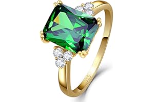 Yaresul 3.5ct Simulated Gemstone Ring 925 Sterling Silver 10x8mm Radiant Cut Sapphire|Emerald|Amethyst|Cubic Zirconia Ring Birthstone Rings for Mothers Valentines Thanksgiving Day Size 5-10