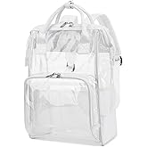 Yusudan Heavy Duty Clear Backpack for Men Women, School Bag Bookbag PVC Plastic Transparent Backpacks for Boys Girls (White)