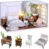 CUTEROOM Diy Dolls House Kit with Furniture and LED Light