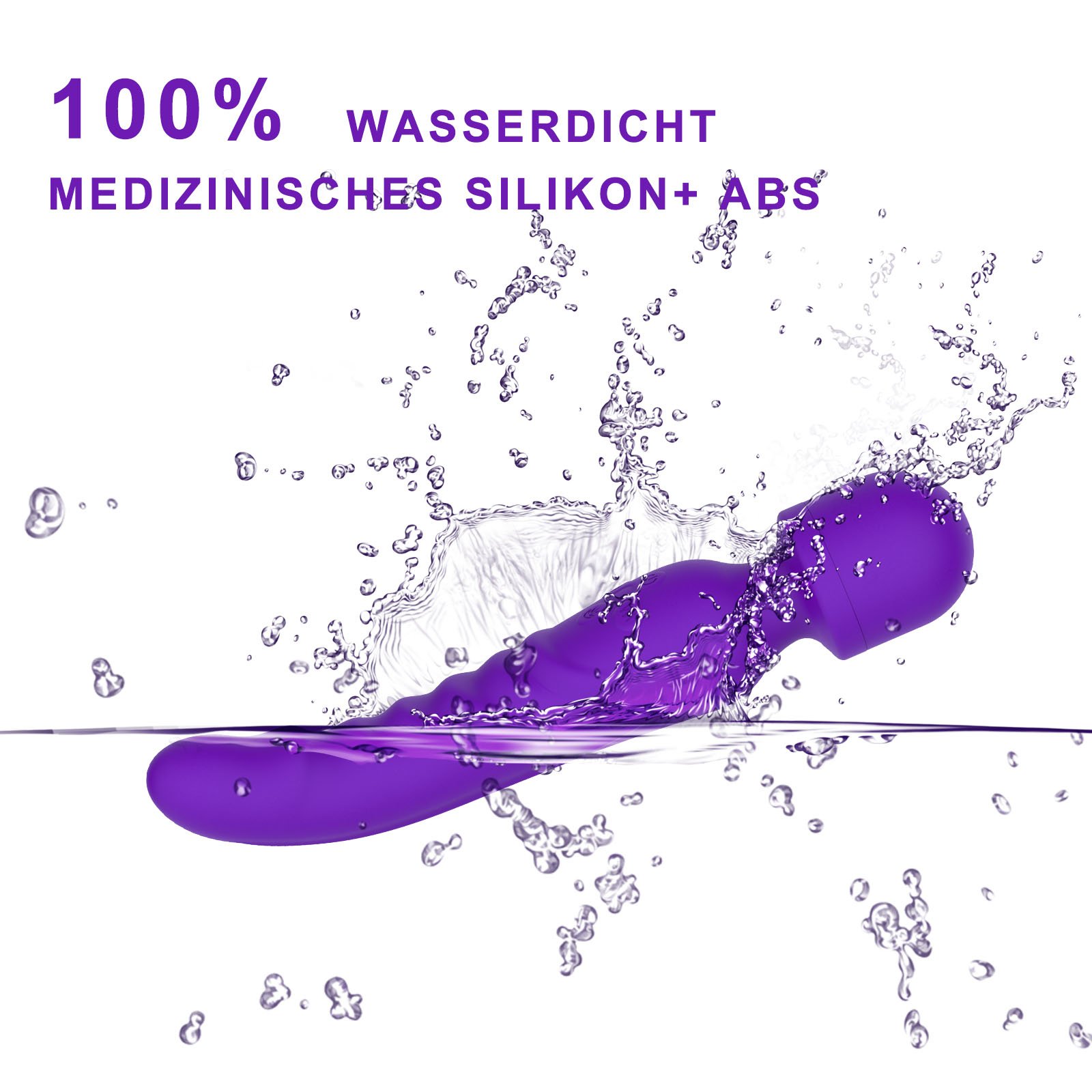 Magic Wand Massagegerät Massagestab für Frauen Handheld Massager mit Akku,100% Wasserdicht, 7 Massageprogramme Massage geräte für Rücken Nacken Schulter Beine und Fuß (Lila) (Lila)