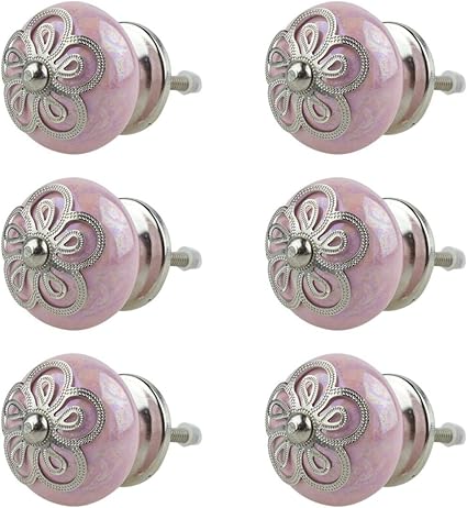 Möbelknopf Möbelknauf Möbelgriff 6er Set 025GN Edel Designer Rosette