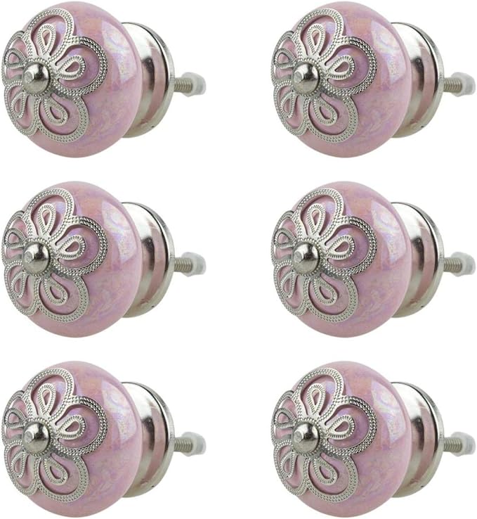 Möbelknopf Möbelknauf Möbelgriff 6er Set 025GN Edel Designer Rosette