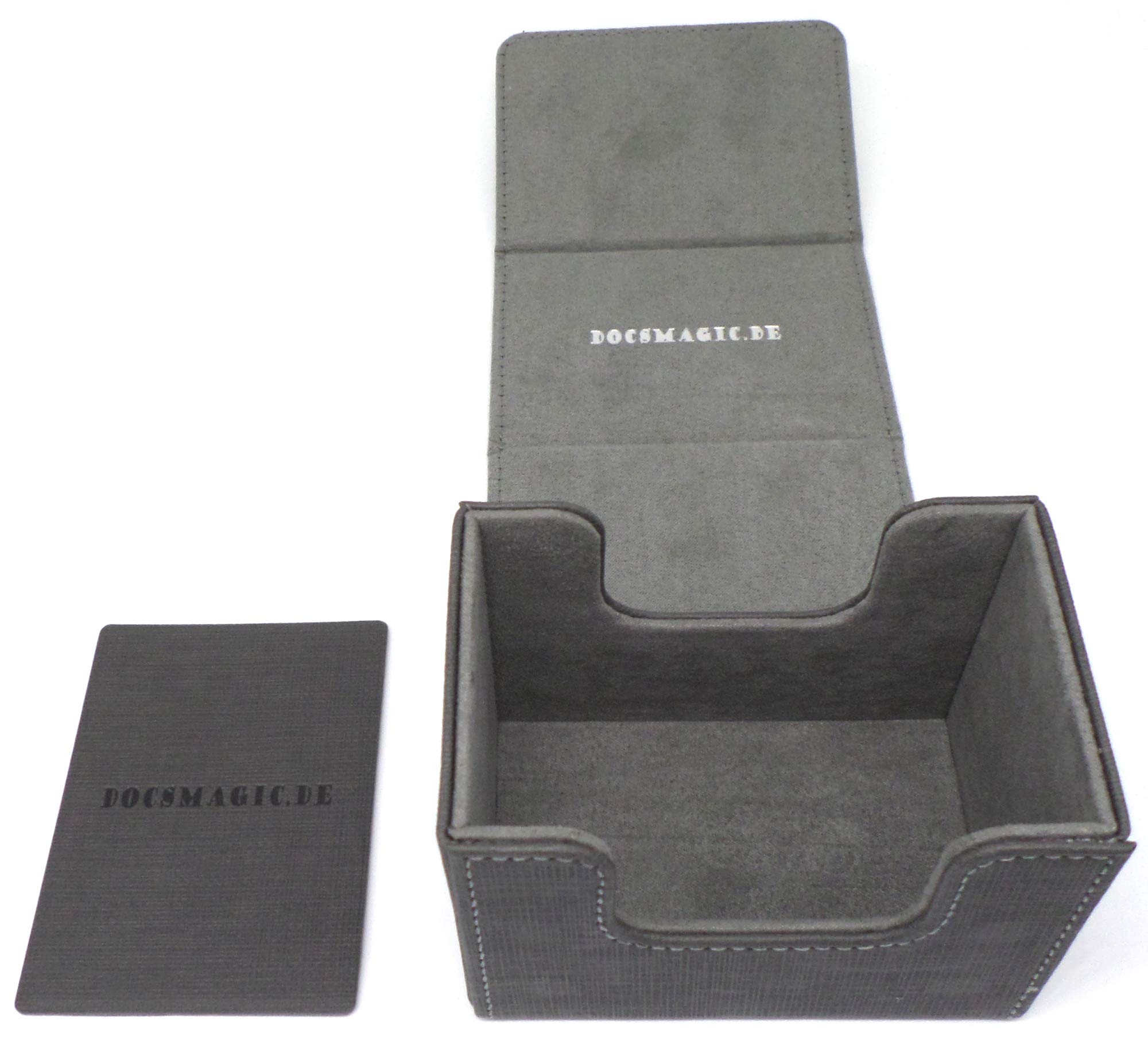 docsmagic.de Premium Magnetic Sideflip Box 80 Silver + Deck Divider - MTG - PKM - YGO