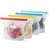 HOMELUX THEORY Reusable Freezer Bags, 4 Pcs Large