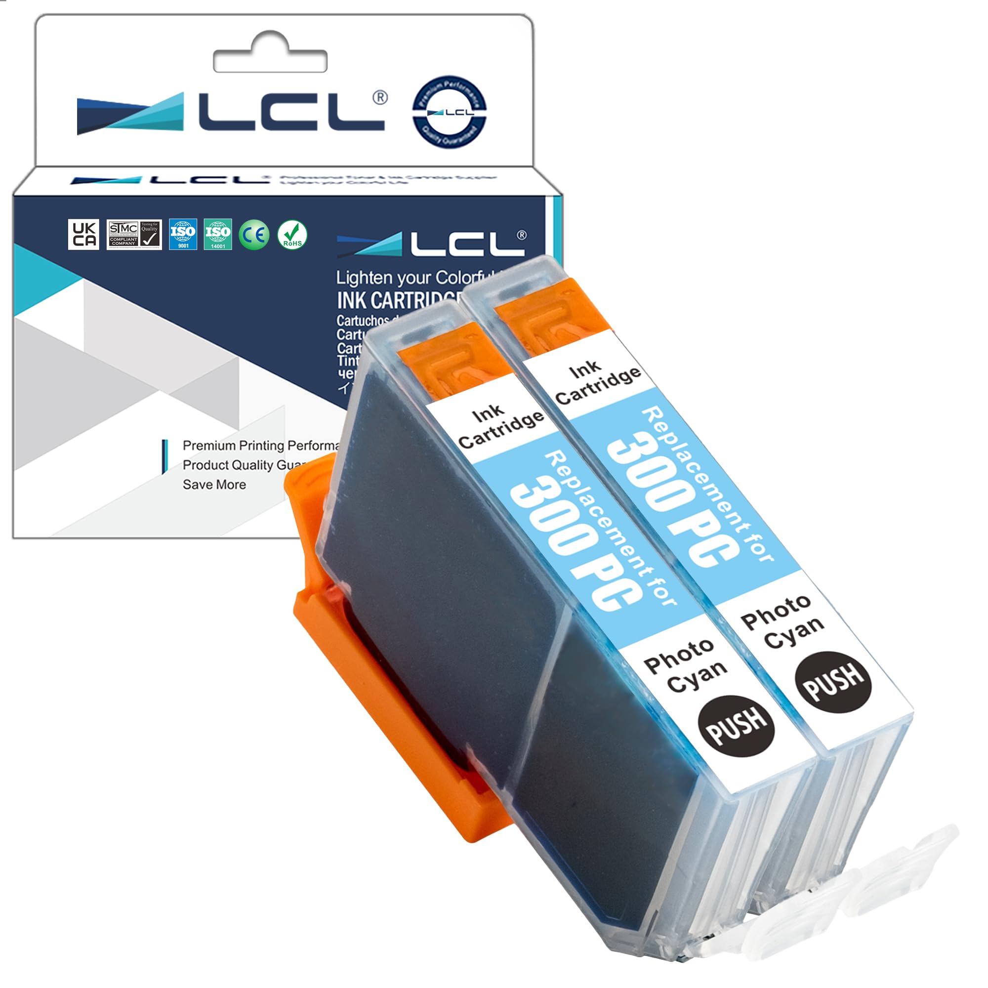 LCL Compatible Ink Cartridge PFI-300 PFI-300PC (2Pack photo Cyan) Replacement for Canon imagePROGRAF PRO-300