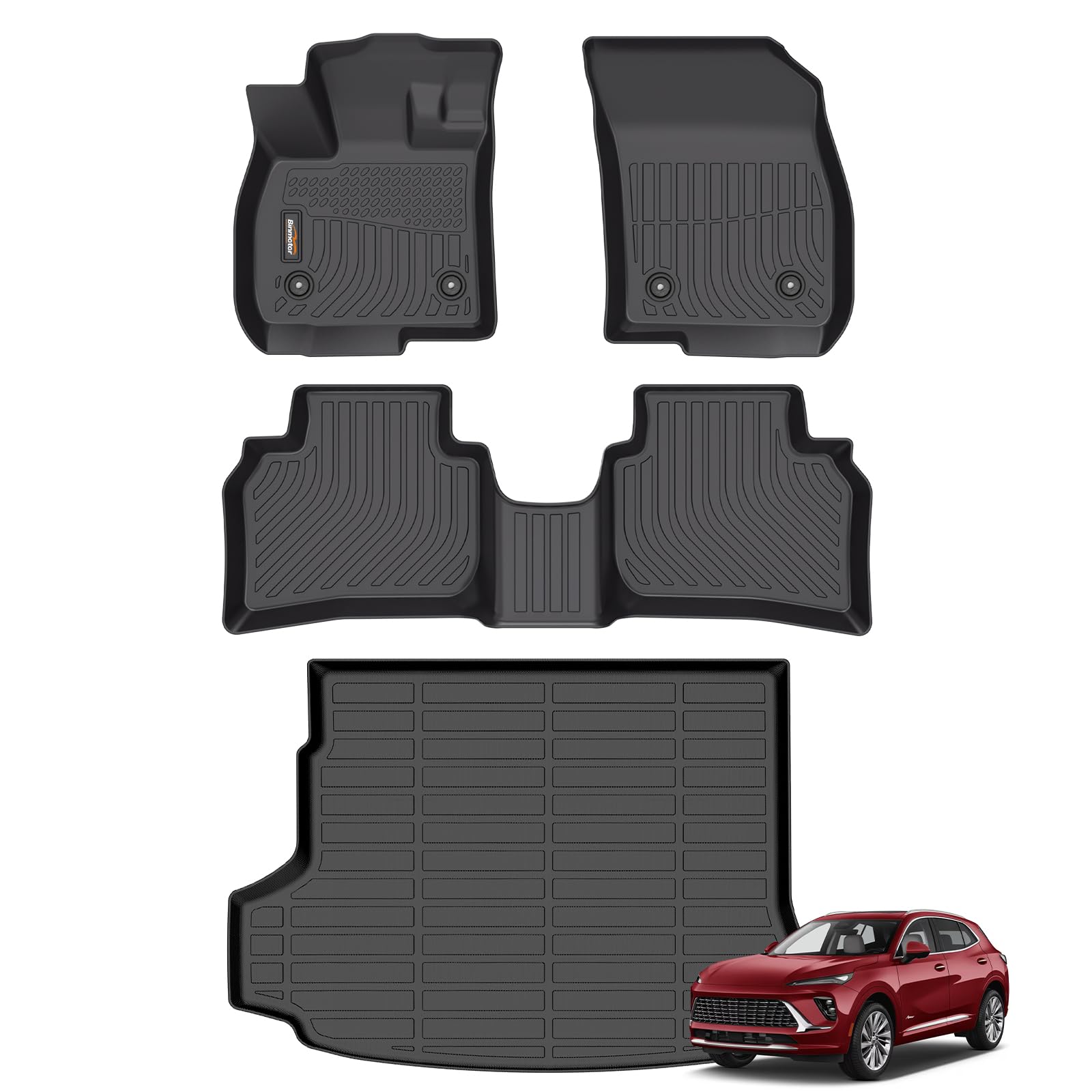 Binmotor-Floor Mats & Cargo Liner Set for Buick Envision 2021-2026, 2 Rows with Cargo Mat TPE Liners for Buick Envision Accessories Mats Trunk Mat-Black Image