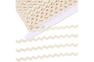 GORGECRAFT 16.5 Yards Cotton Rick Rack Trim for Sewing 1/2 inch RIC Rac Rickrack Lace Wave Ribbon Floral White Zig Zag Wave Bending Fringe Lace Trim S Shaped Woven Braided Fabric for DIY Crafts