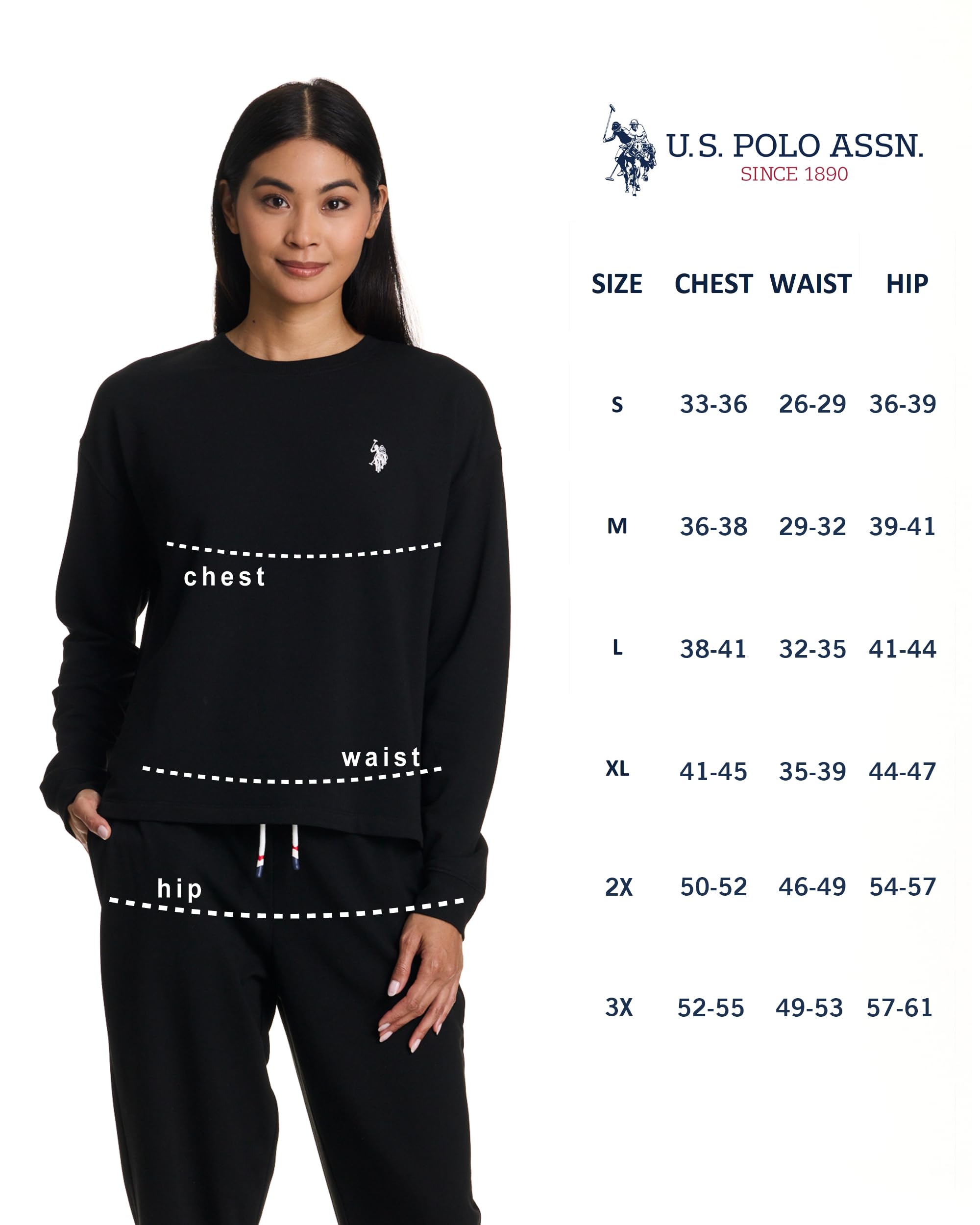 U.S. Polo Assn. Lounge Set Women, Athleisure and Lounge Pajama Sets for Women 2 Piece (Black, Medium)