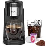 HBN Single Serve Coffee Maker for K-Cup &amp; Ground Coffee, Fast Brew One Cup Coffee &amp; Tea Machine with 10oz Stainless Steel Tank, Compact Design Capsule Coffee Machine, Black