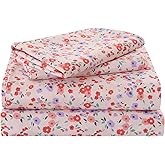 Yibeizi Pink Floral Sheet Set Queen 4 Piece, Coquette Cottagecore Aesthetic Flower Shabby Chic Pattern Bed Sheets Cute Soft Microfiber Extra Deep Pocket Fitted Bedsheet