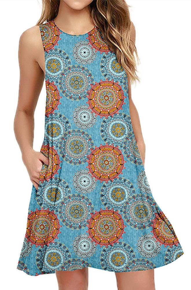 BISHUIGE-Womens-Floral-Summer-Work-Casual-T-Shirt-Dresses-Sleeveless-Midi-Beach-Dress-with-Pockets-Multiple-Blue-M