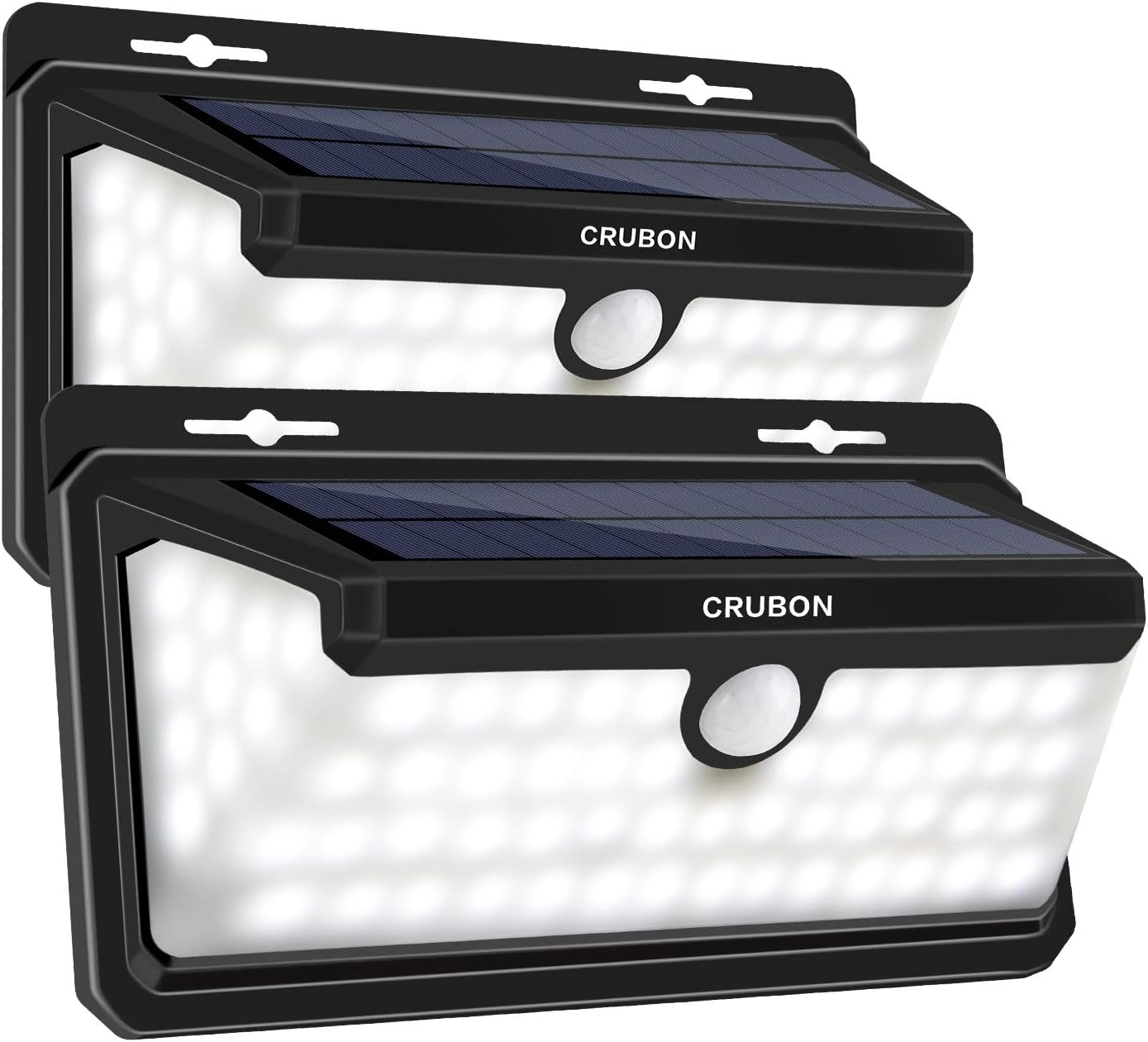 Solar Lights Outdoor, 158 LED Motion Sensor Waterproof 270 Wide Angle Solar Powered Security Wireless Wall Lights with Flame LED Bulb for Garage,Patio,Garden,Driveway,Backyard by Crubon (2 Pack)