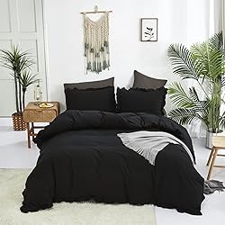 Luxlovery Black Ruffle Comforter Set California