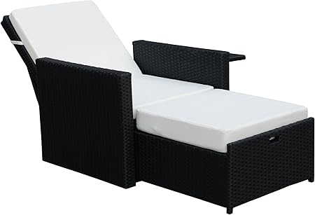 Gartenfreude 125 X 73 X 92 Cm 4 Fibre Poly Rattan Reclining Chair With Adjustable Backrest And Aluminium Frame Black Amazon Co Uk Garden Outdoors