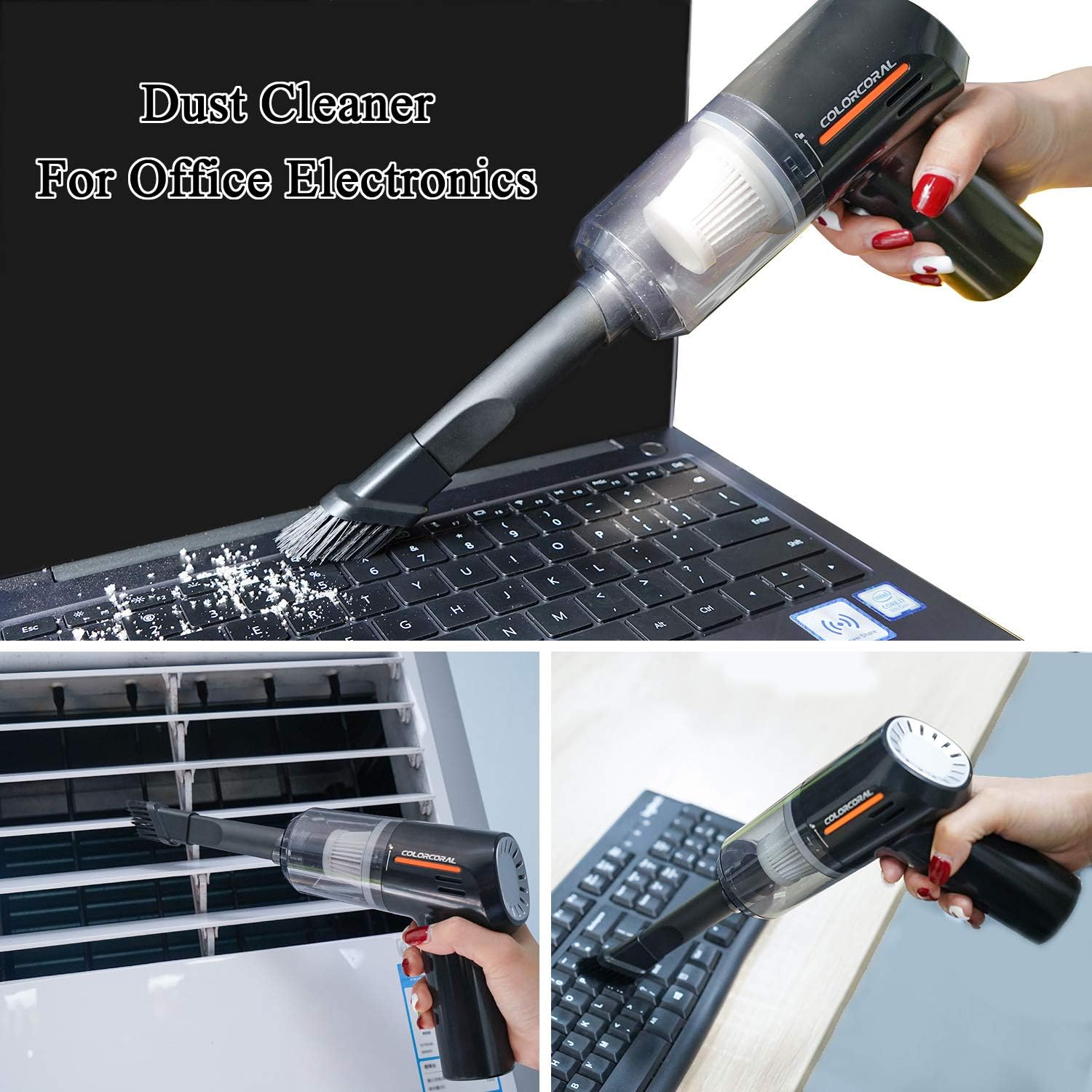 ColorCoral Vacuum Dust Cleaner Rechargeable Computer Vacuum Keyboard Cleaner for Keyboard Dusting Portable Mini Vacuum Cleaner for Car Interior Detailing Home and Office Dust Cleaning: Computers & Accessories