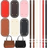 Sunnymove 24 Pcs Bag Bases for Crochet Purse Kit Include 6 Bag Bases 12 Leather Purse Straps 6 Snap Buckles for DIY Shoulder Packet Making Craft, 6 Colors