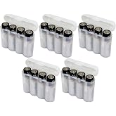 Powertron Batteries AA AAA CR123A White Battery Holder Storage Case 5 Cases