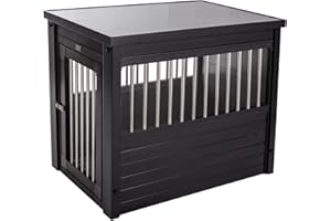 New Age Pet ECOFLEX InnPlace Dog Crate & End Table, Indoor Furniture Style Pet Kennel for Small, Medium, Large & XL Dogs, Durable Composite, Espresso Black, Medium
