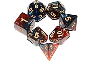 QIAN SIMAI Galaxy Dice Set| Blue Red DND Dice Set for Board Game