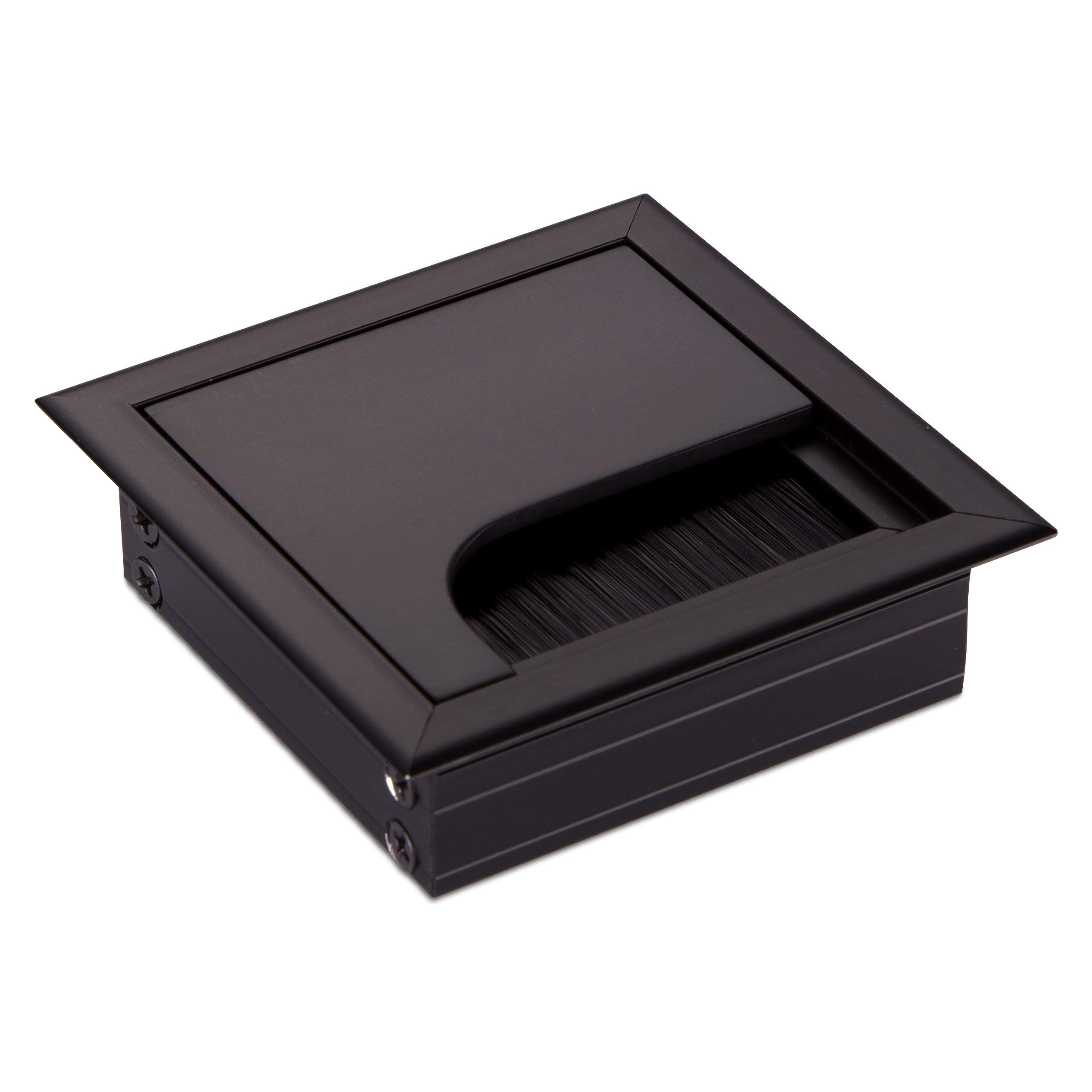 SO-TECH® Cable Gland Cable Grommet Cable Outlet Tidy Insert Cable Organiser "CAVO" Rectangular Aluminium Surface Black