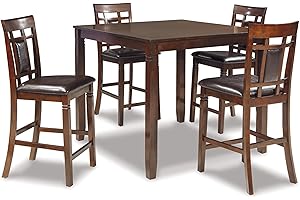 Signature Design by Ashley Bennox 5 Piece Counter Height Dining Set, Includes Table & 4 Barstools, Brown