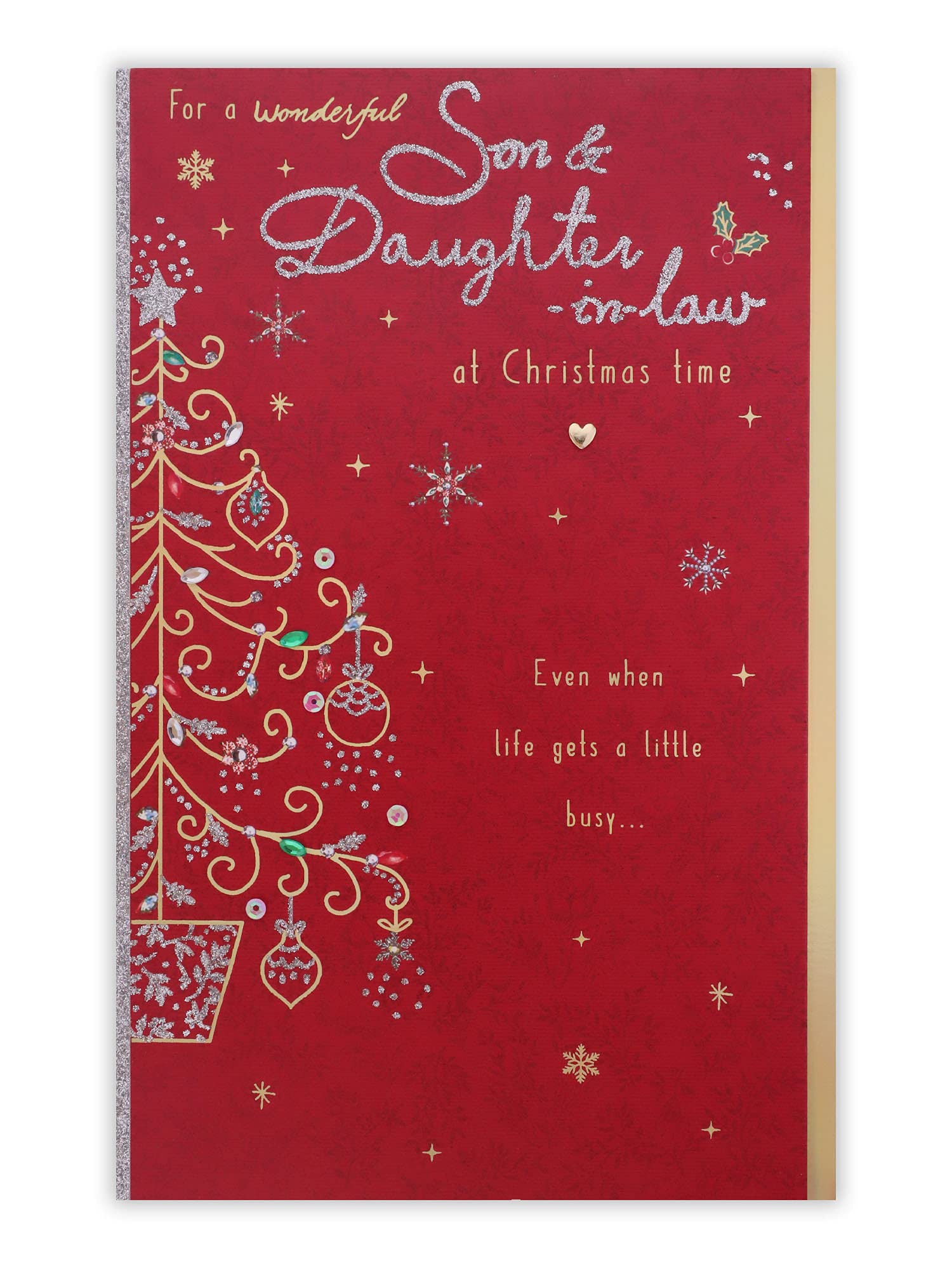Clintons: Decorative Tree Son & Daughter In Law Christmas Card, Multi-Colour, 155 x 235, 1171360