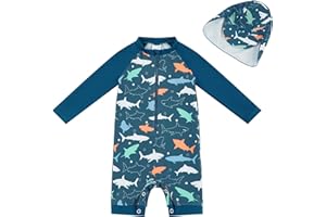 UMELOK Baby Boys UPF 50+ Sun Protection One Piece Rashguard Swimsuit with Snap Bottom
