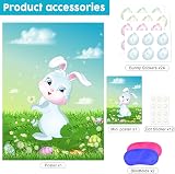 ASTARON Pin The Tail on The Bunny Game 24 Tail Stickers Easter Party Poster view 3