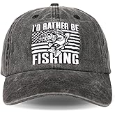 InnoBeta Fishing Gifts Cap for Men, Fishing Lovers, Funny Adjustable Embroidered Fishmen Gifts for Birthday, Christmas Black