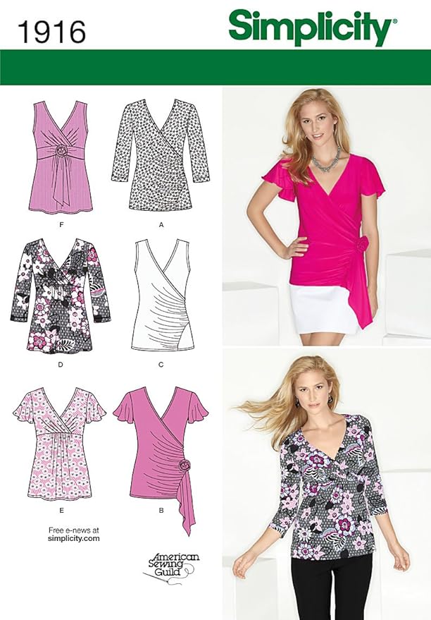 Simplicity Pattern 1916.H5 Misses Knit Tops Size, 68101214 Amazon