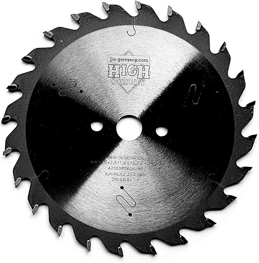 HM circular saw blade, 125 x 2.6 x 12.7, with 24 teeth, suitable for