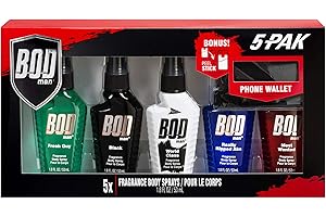 Bod Man 5 Piece Men's Body Spray Gift Set (1.8 oz each) - Collection of Fragrances Includes Classics and New Favorites - Cologne/Perfume Gift for Men
