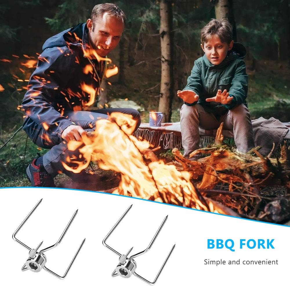 Allnice Rotisserie Spit Forks, Stainless Steel Rotisserie Prongs Meat Forks, Fits 3/8 inches Hexagon, 5/16 inches Square, and 7/16 inches Round Rotisserie Spit Rods : Garden & Outdoor