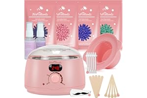 MAROMAMIX Waxing Kit -Digital Wax Warmer Machine for Hair Removal with 4 Packs of Hard Wax Beads & Silicone Pot for Full Body, Legs, Face, Eyebrows, Bikini, Brazilian at Home Waxing Kit for Women Men