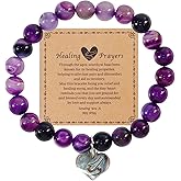 CLOORDE Healing Bracelets for Women Get Well Soon Gifts for Her Natural Stone Amethyst Bracelet Inspirational Encouragement Gifts for Patients Friends Sister Mother Grandmother