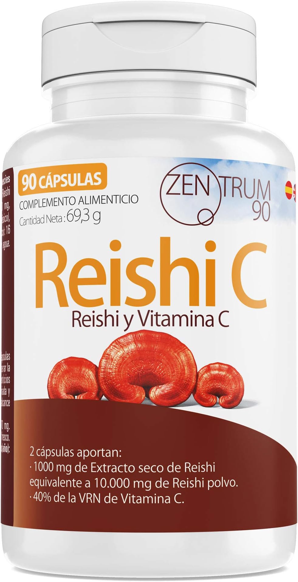 Reishi with Vitamin C to Combat Tiredness and Fatigue - Reishi Food Supplement to Relieve Anxiety and Strengthen The Immune System - 90 Capsules