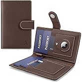 ALLIVE Family Passport Holder, Rfid Blocking Passport Wallet with AirTag Slot, Genuine Leather Travel Document Organizer for Women & Men, Airport Essentials, Travel Gift (Coffee Brown)