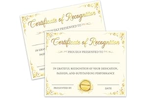 MUEDDUR Certificates of Recognition, Gold Foil Award Certificates for School Graduation Diploma, Vintage Certificate of Achievement for Employees Teachers Students, 25 Pack Employee of The Year Awards -09